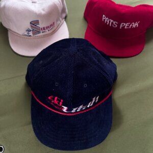 Vintage 80s 90s Yupoong Corduroy and fabric Ski HATS CAPS